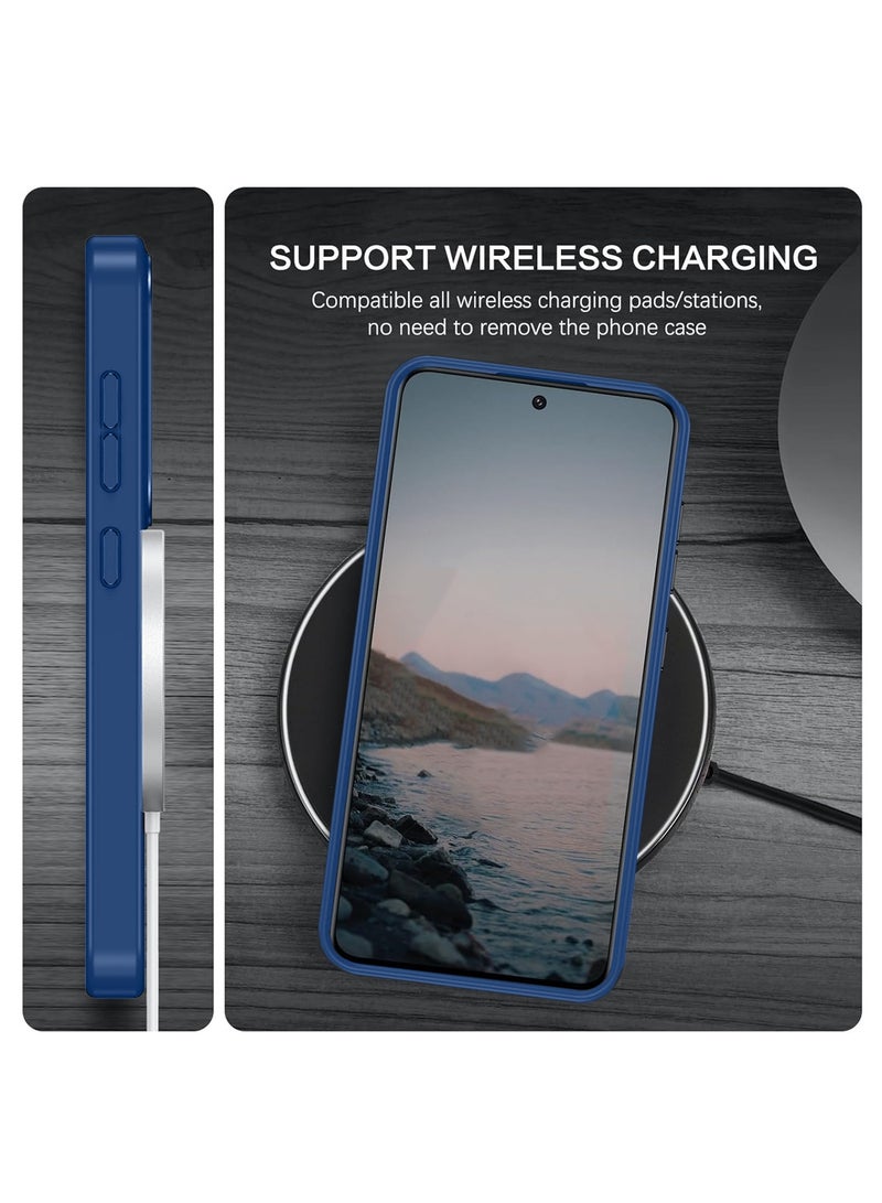 Wtech Samsung Galaxy A56 5G 2025 Premium PU Leather Hard Shockproof with MagSafe Magnet Case Cover - Navy Blue - Image 5