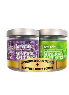Dead Sea Collection Bundle-Dead Sea Collection Salt Body Scrub -2 X Large 23.28 OZ -Salt Body Scrub Lavender and Salt Body Scrub Tea Tree - Exfoliating Effect-Includes Organic Essential Oils and Natural Dead Sea Minerals  - Image 1