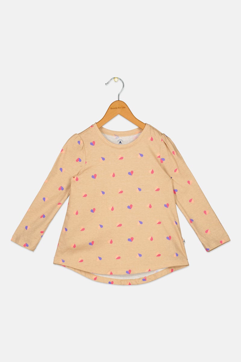GAP Toddlers Girl Allover Print Top, Tan  - Image 1