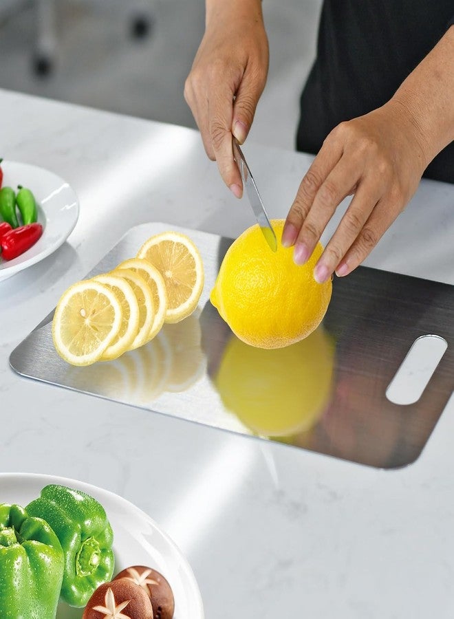 BSDLZCH 3pcs Stainless Steel Cutting Board Cutting Boards for Kitchen, Upgrade Double Sided Board, Thick Cutting Board for Home Kitchen Cooking - Image 2