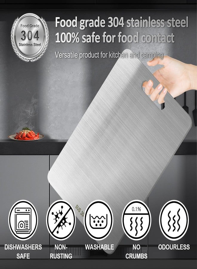BSDLZCH 3pcs Stainless Steel Cutting Board Cutting Boards for Kitchen, Upgrade Double Sided Board, Thick Cutting Board for Home Kitchen Cooking - Image 3