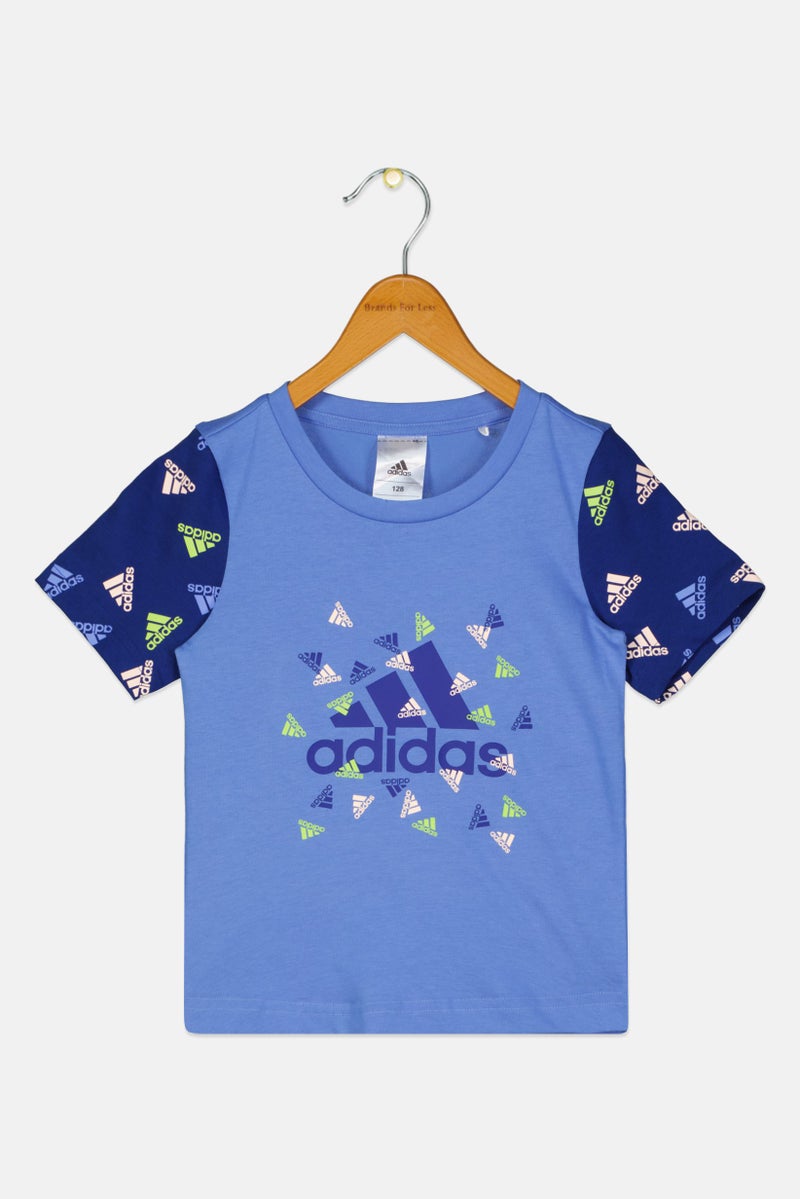 Adidas Kids Girl Round Neck Short Sleeves Outdoor Top, Blue - Image 1
