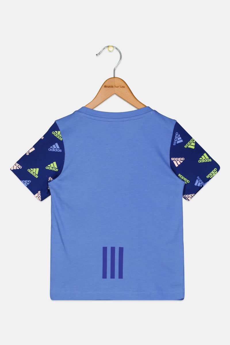 Adidas Kids Girl Round Neck Short Sleeves Outdoor Top, Blue - Image 2