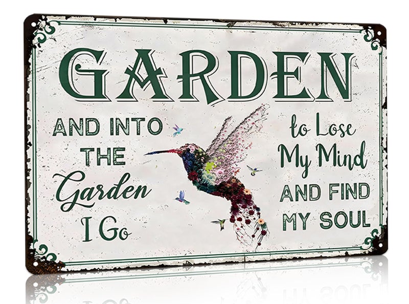 Bestylez Gardening Gifts Vintage Gardening Signs Into The Garden To Lose My Mind Tin Sign for Home Garden Greenhouse Living Room Bedroom Yard Cottage Outdoor Decor 8X12 Inch (3358) - Image 1