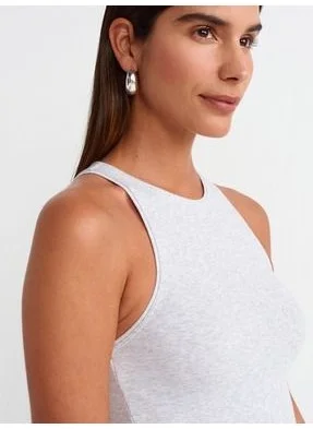 Dilvin 30997 Halter Neck Top-Grey Melange