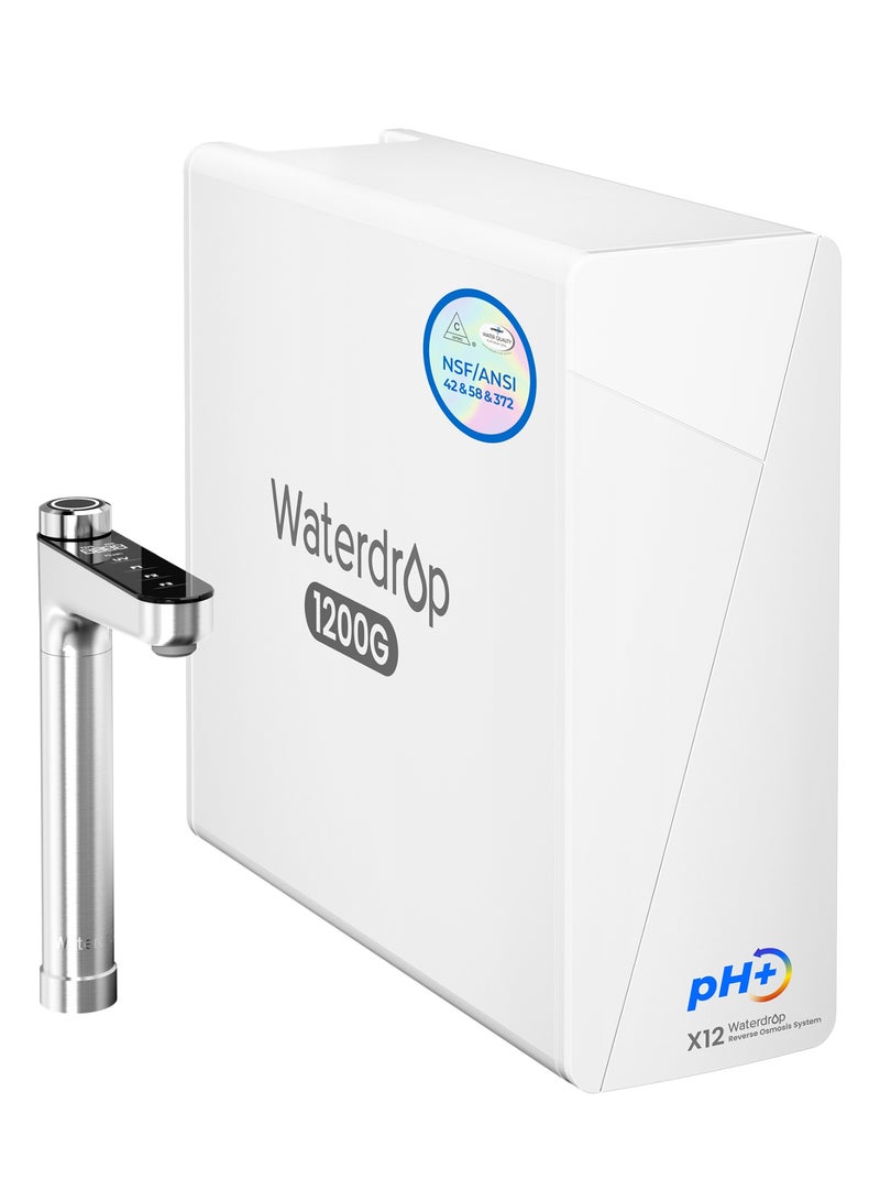 ووتر دروب نظام فلتر مياه بالتناضح العكسي، فلتر مياه بالتناضح العكسي من 11 مرحلة، يقلل من TDS، حمض بيرفلورو الاوكتانويك والكلور والفلورايد، 1200 جالون في اليوم، معدني قلوي، معتمد من NSF، خال من BPA - Image 1