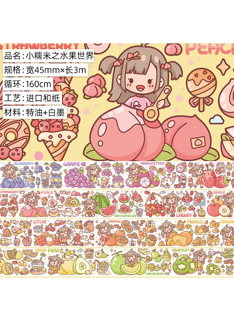 Generic - Cute Cartoon Girl Washi Tape SetSmall glutinous rice fruit world. And paper. Special oil 3M. Adhesive tape Small glutinous rice fruit world. And paper. Special oil 3M. Adhesive tape - Image 1