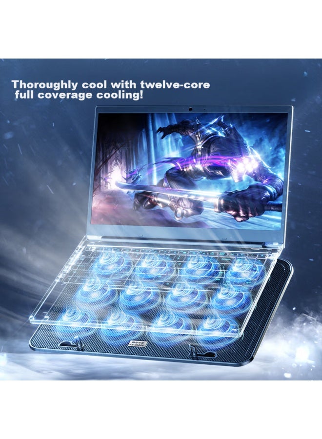 ICE COOREL Kuorui Bingzun A9f 12-fan Laptop Cooler, Computer Desk Stand, Gaming Laptop Cooling Base, Tablet Cooling Fan With Phone Stand, Suitable For Lenovo, Apple, Huawei - Image 5