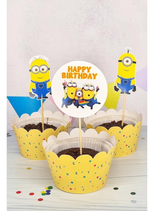 Minions Concept Toothpick Ornaments Cupcake Ornaments Luxury Large Size 10LU Pack