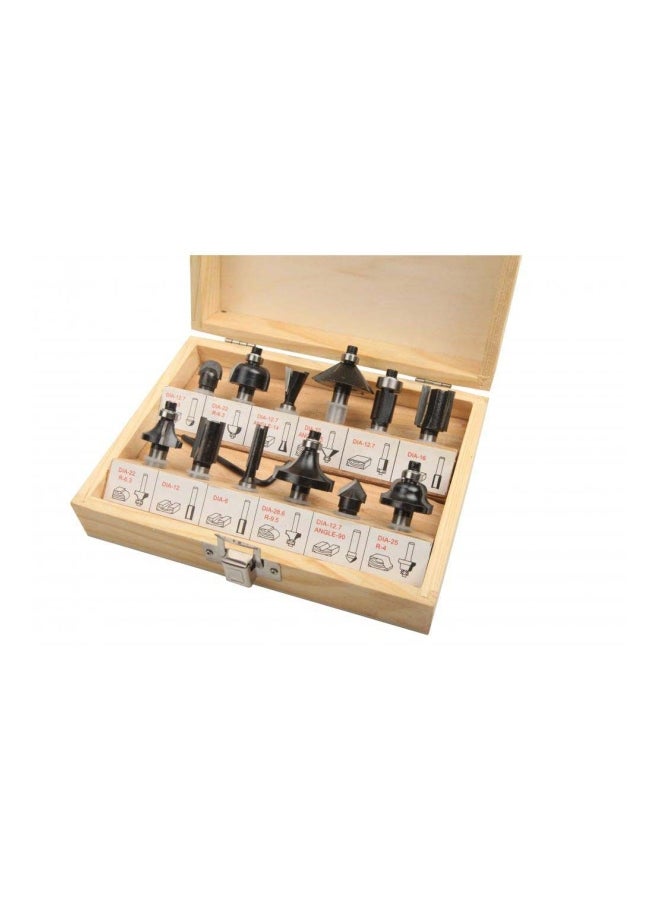 TOLSEN 12-Piece Router Bit Set Black/Silver - Image 2