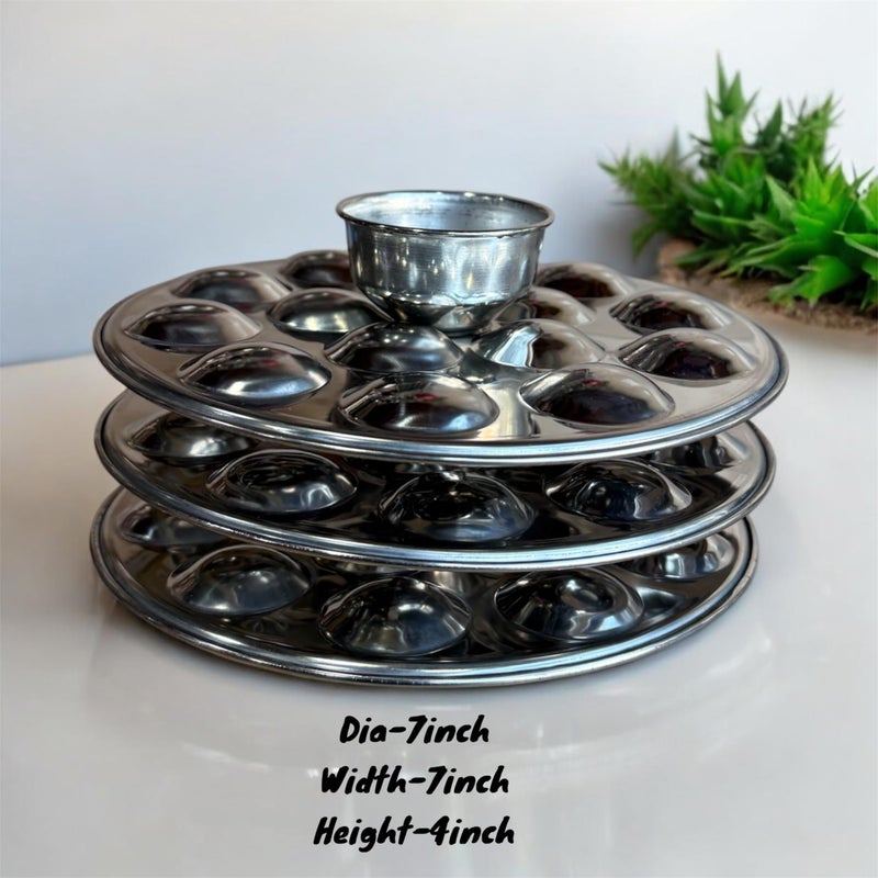 GBW Stainless Steel Idly Idli Stand Suitable Outer Lid Cooker,18x3 Plates Steel Standard Mini Idli - Image 5