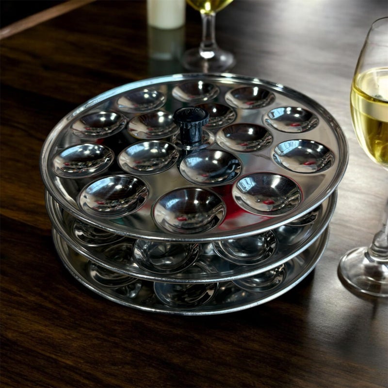 GBW Stainless Steel Idly Idli Stand Suitable Outer Lid Cooker,18x3 Plates Steel Standard Mini Idli - Image 2