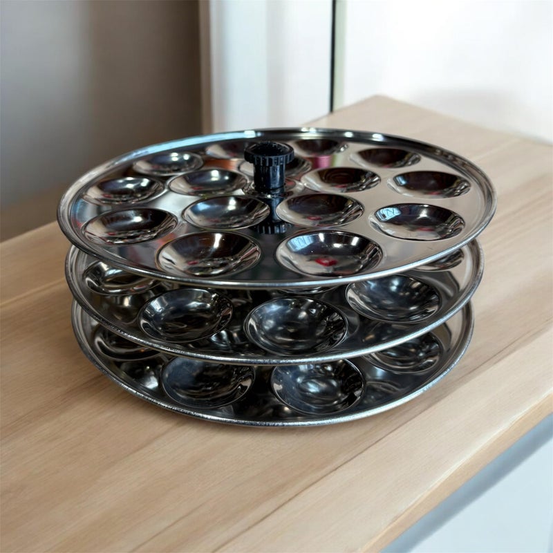 GBW Stainless Steel Idly Idli Stand Suitable Outer Lid Cooker,18x3 Plates Steel Standard Mini Idli - Image 1