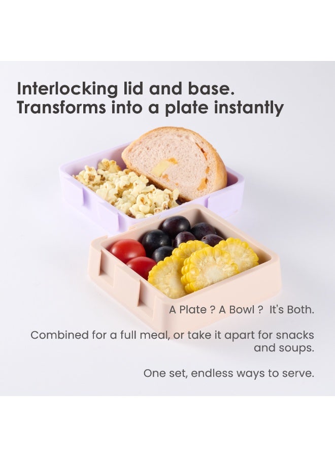 2angels 2 in 1 Silicone Pack N' Go PUZZLEplate - Lavender + Latte - Image 4