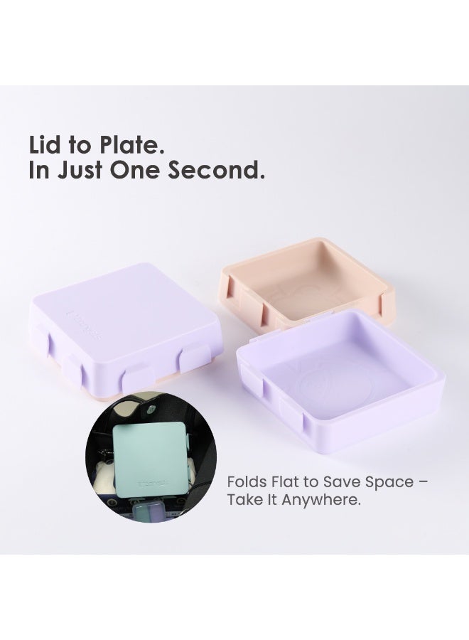 2angels 2 in 1 Silicone Pack N' Go PUZZLEplate - Lavender + Latte - Image 2