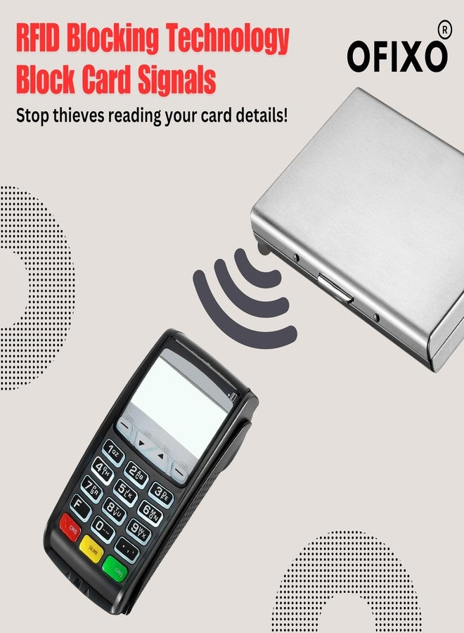 OFIXO 6 Slots RFID Blocking Stainless Steel Credit/Debit/ATM (Silver) Card Holder (Pack of 2) - Image 4