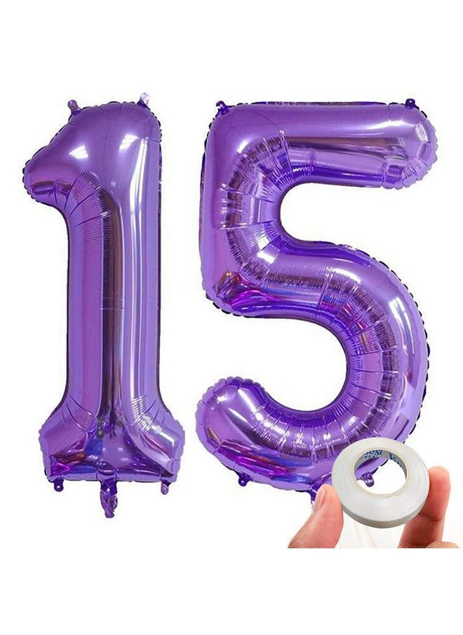 KEYYOOMY - 40 In Number 15 Balloons Purple Color - Image 1