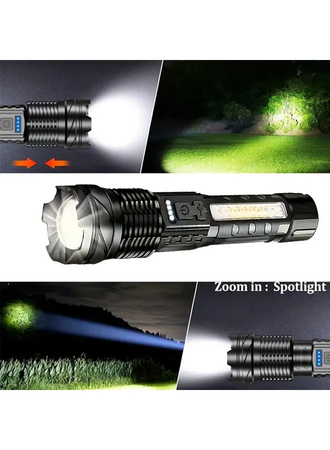 مصباح أمامي من سبائك الألومنيوم 2000 لومن قابل لإعادة الشحن عبر USB مع ضوء تحذير أحمر أزرق (AQL، قطعتان) - Image 2