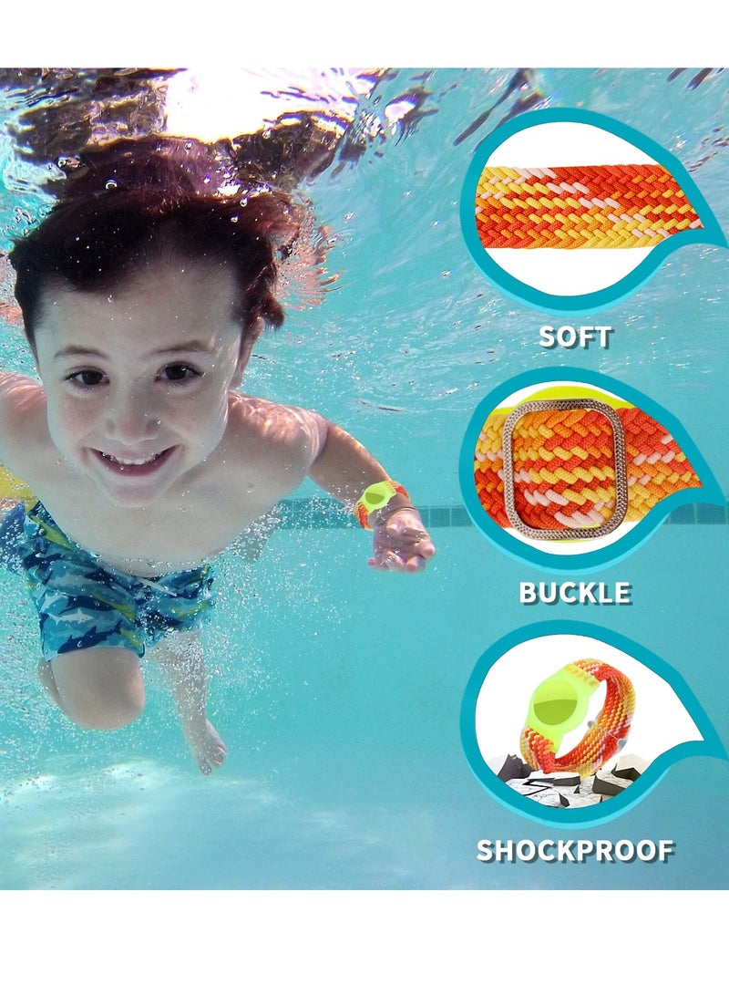 KASTWAVE 2 Pcs Kids Bracelet Strap Compatible with AirTag, GPS Kids Tracker Holder Woven Wrist Strap Nylon Adjustable Anti-Loss Airtag Strap for Kids Seniors（Orange,White Pink） - Image 3