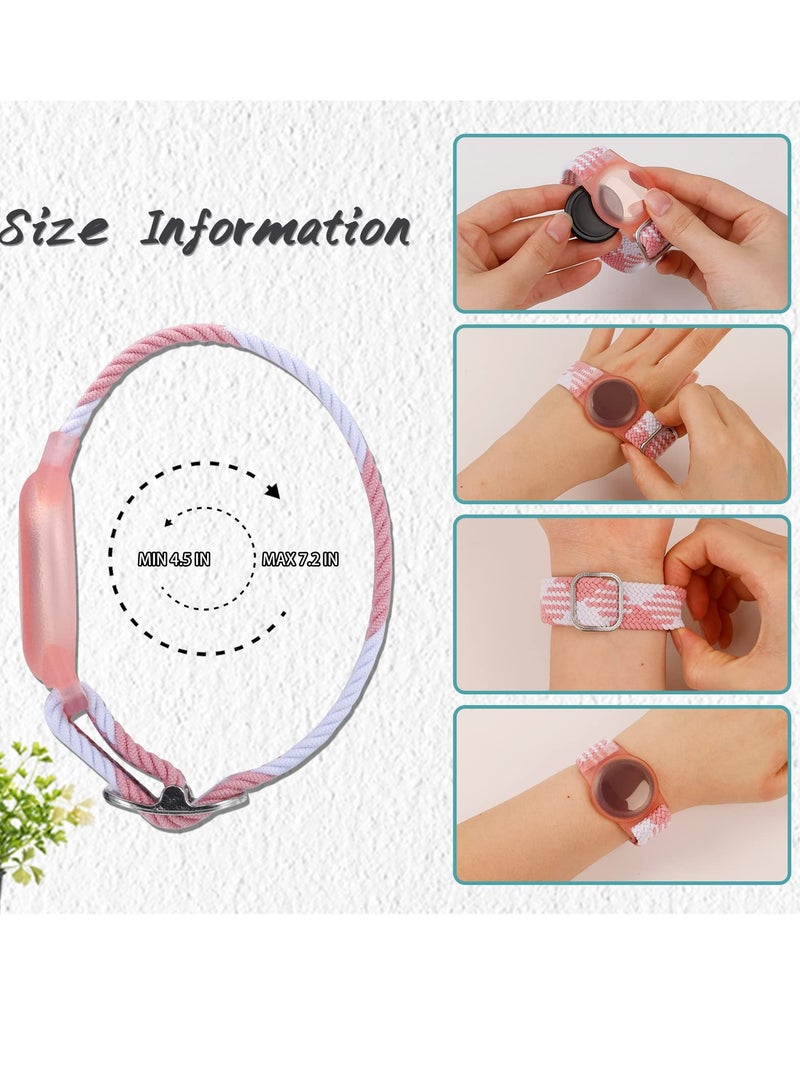 KASTWAVE 2 Pcs Kids Bracelet Strap Compatible with AirTag, GPS Kids Tracker Holder Woven Wrist Strap Nylon Adjustable Anti-Loss Airtag Strap for Kids Seniors（Orange,White Pink） - Image 2
