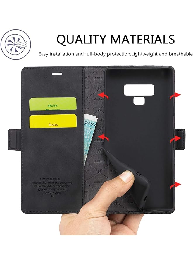 Leather Case For Samsung Galaxy Note 9 Premium Wallet Case With Kickstand And Credit Slots Folio Flip Cover For Samsung Galaxy Note 9 Samsung Note 9 Black