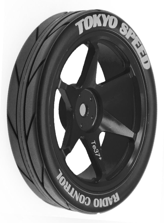 Dantenron 1/10 RC On Road Tires OD 65mm and Aluminum Street Wheels 12mm Hex Touring Tyres for 1:10 Rally Racing Drift Car Tamiya TT01 TT02 XV01 HPI KYOSHO HSP PTG2 Traxxas TA06 A959 PTG2 (Black) - Image 5
