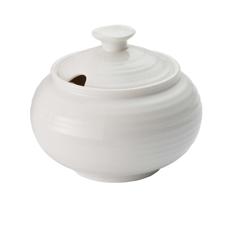 Portmeirion Portmeirion Sophie Conran White Covered Sugar Bowl  11 Oz Sugar Container  Sugar Jar for Coffee Bar Home and Kitchen Countertop  Made from Fine Porcelain 