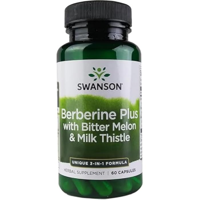 Swanson Berberine Plus with Bitter Melon & Milk Thistle - 3-in-1 Formula 60 Caps - Image 1