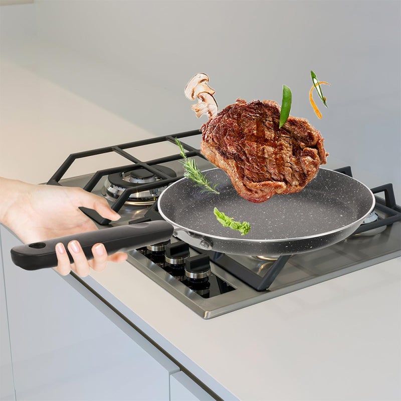 Zerodeko Aluminum Non-stick Fry Pan 22cm Induction Compatible Skillet for Gas Stove Pancakes and Eggs Cooking Pan Black Nonstick Coating Household Breakfast Cookware - Image 4