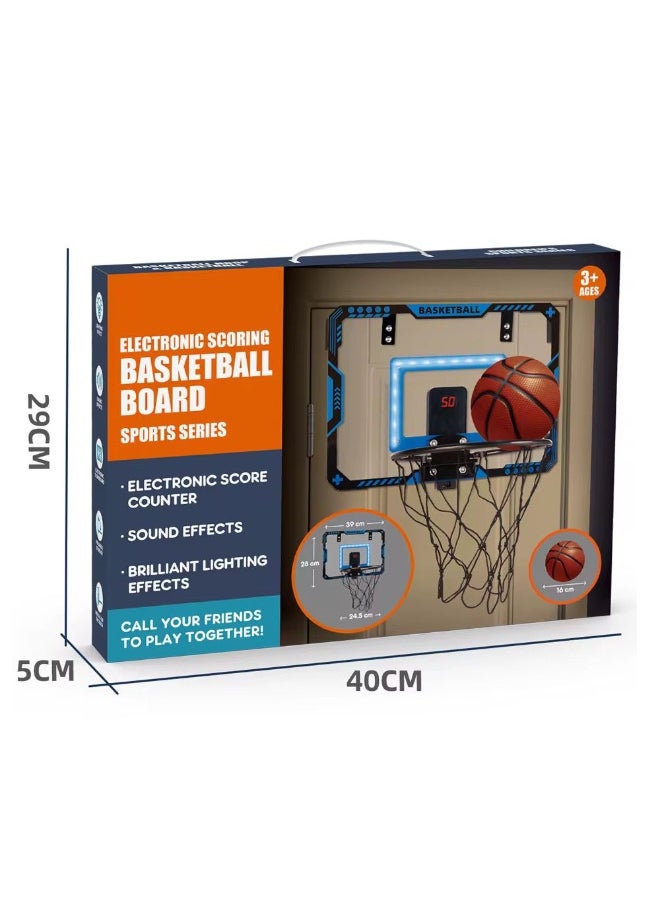 MOCOM Ultimate Indoor Basketball Hoop for Kids & Teens – LED Electronic Scoreboard, 2 Game Modes, Shock-Absorbing Ball, Foldable Over-The-Door Hoop with Infrared Sensor & Cheer Sounds – Perfect Sports Gift for Ages 5-12+  - Image 3