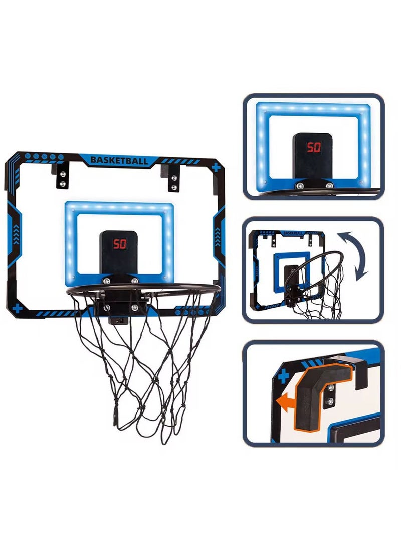 MOCOM Ultimate Indoor Basketball Hoop for Kids & Teens – LED Electronic Scoreboard, 2 Game Modes, Shock-Absorbing Ball, Foldable Over-The-Door Hoop with Infrared Sensor & Cheer Sounds – Perfect Sports Gift for Ages 5-12+  - Image 2