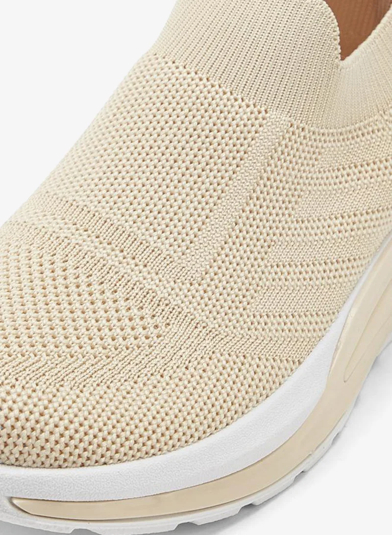 Oaklan by Shoexpress BEIGE Textured Slip-On Sports Shoes With Pull Tab for Women | Best Price UAE