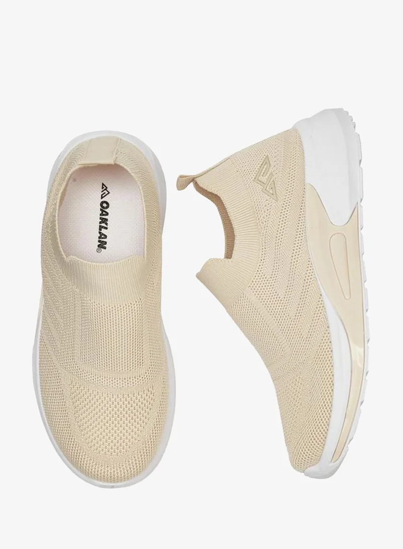 Oaklan by Shoexpress BEIGE Textured Slip-On Sports Shoes With Pull Tab for Women | Best Price UAE