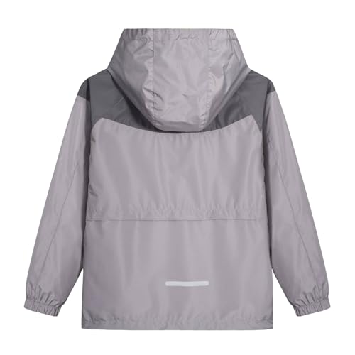 MGEOY Boys Rain Jacket Hood Lightweight Waterproof Raincoat Rain Coats for Kids Boy Gray Size 10-12 - Image 2