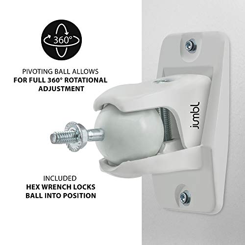 Jumbl SINSB7W ProGrip Ultra Stainless Steel Speaker Wall Mount Bracket White Pair of 2 Thread Size 1420 Holds up to 10 Lbs - Image 3