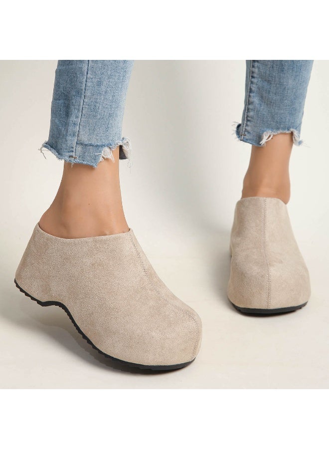 Women’s Suede Platform Clogs – Chunky Sole Slip-On Mules for Daily Wear, Office & Travel – Soft, Supportive & Stylish Casual Shoes - Image 4