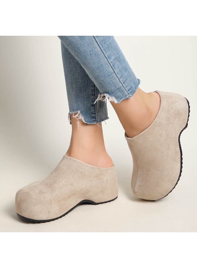 Women’s Suede Platform Clogs – Chunky Sole Slip-On Mules for Daily Wear, Office & Travel – Soft, Supportive & Stylish Casual Shoes - Image 3