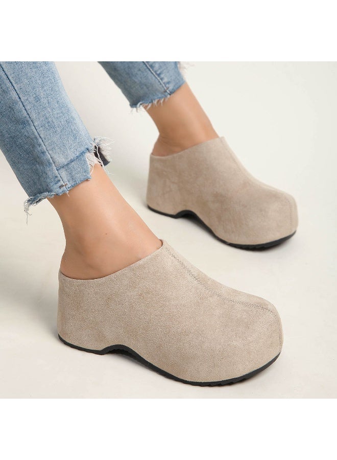 Women’s Suede Platform Clogs – Chunky Sole Slip-On Mules for Daily Wear, Office & Travel – Soft, Supportive & Stylish Casual Shoes - Image 5