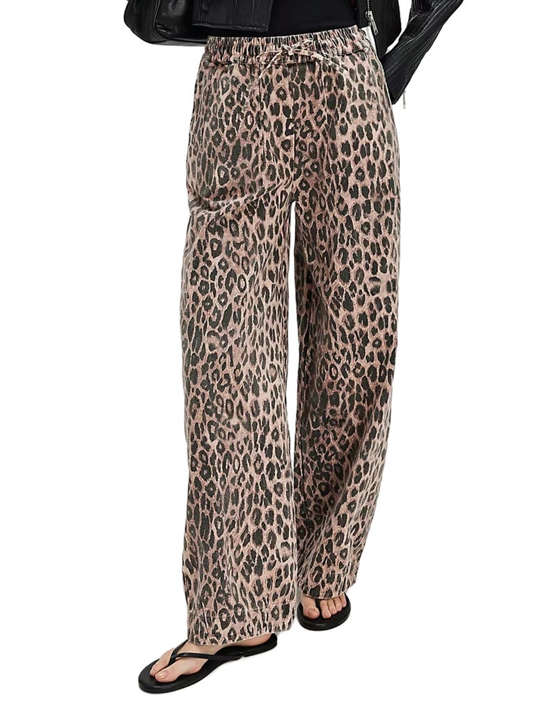 Kedera Women's Baggy Leopard Jeans Mid Rise Animal Print Y2K Jeans Wide Leg Trousers Elastic Waist Cargo Pants with Pockets - Image 1