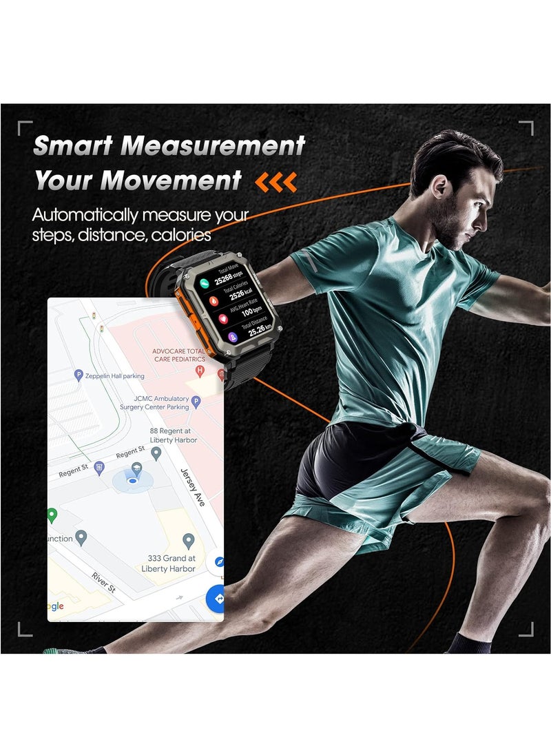 Generic - Military Smart Watch for Men with Blood Pressure (Answer/Make Call), Rugged Tactical Smartwatch for Android and iPhone, 10 ATM Waterproof Outdoor Sports Fitness Tracker with Heart Rate, Sleep Monitor - Image 1