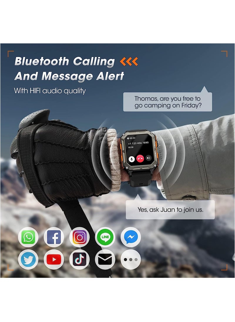 Generic - Military Smart Watch for Men with Blood Pressure (Answer/Make Call), Rugged Tactical Smartwatch for Android and iPhone, 10 ATM Waterproof Outdoor Sports Fitness Tracker with Heart Rate, Sleep Monitor - Image 1