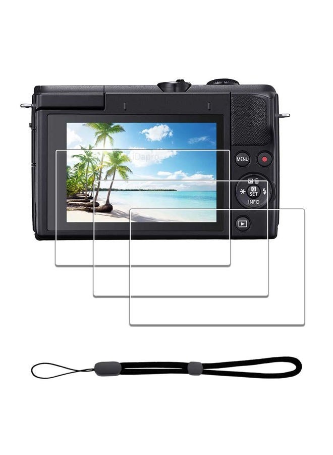 iDaPro Screen Protector for Canon EOS M200 + Hand Lanyard [3+1 Pack] Tempered Glass Easy Installation - Image 1