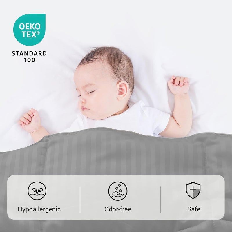 ZPECC Toddler Down Alternative Comforter, 39x47 Hypoallergenic Baby Blanket Quilt, Soft Breathable Lightweight All Season Kids Duvet Insert for Crib Stroller Cot Daycare, Grey Stripe - Image 4