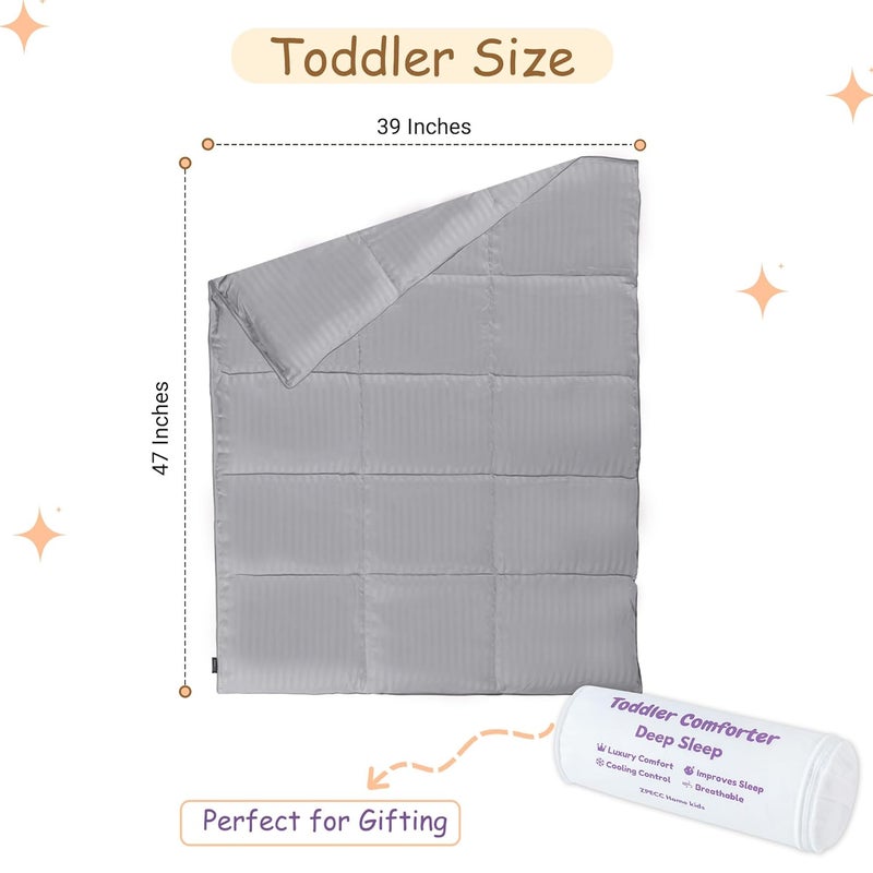 ZPECC Toddler Down Alternative Comforter, 39x47 Hypoallergenic Baby Blanket Quilt, Soft Breathable Lightweight All Season Kids Duvet Insert for Crib Stroller Cot Daycare, Grey Stripe - Image 2