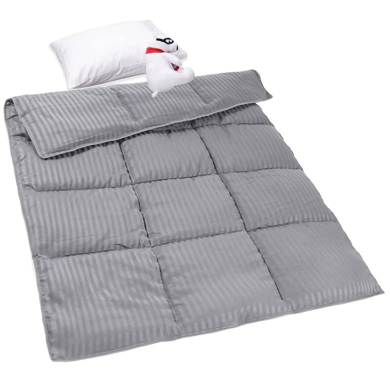 ZPECC Toddler Down Alternative Comforter, 39x47 Hypoallergenic Baby Blanket Quilt, Soft Breathable Lightweight All Season Kids Duvet Insert for Crib Stroller Cot Daycare, Grey Stripe - Image 1