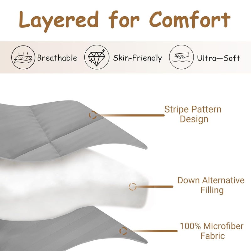 ZPECC Toddler Down Alternative Comforter, 39x47 Hypoallergenic Baby Blanket Quilt, Soft Breathable Lightweight All Season Kids Duvet Insert for Crib Stroller Cot Daycare, Grey Stripe - Image 3