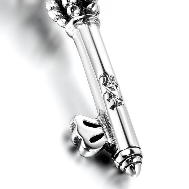 OIDEA Vintage Mens Womens Stainless Steel Handmade Crown Key Pendant Necklace for Valentines Day Gift,Chain Included - Image 2