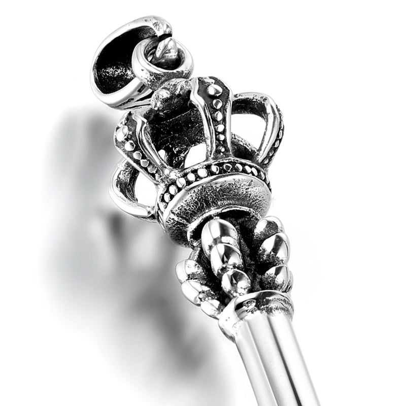 OIDEA Vintage Mens Womens Stainless Steel Handmade Crown Key Pendant Necklace for Valentines Day Gift,Chain Included - Image 3