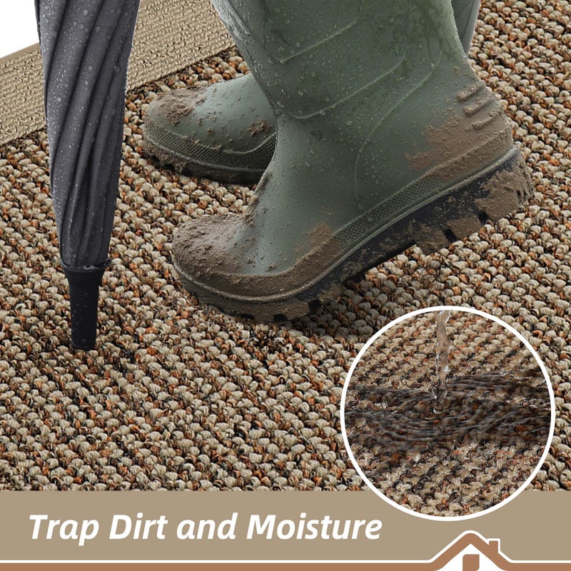 BEQHAUSE Indoor Door Mat 32" x 48", Dirt Trapper Door Mats Non-Slip Entryway Rugs Washable, Resist Dirt Absorbent Welcome Mat, Low Profile Floor Mats for Front Back Door and Entryway, Taupe - Image 3