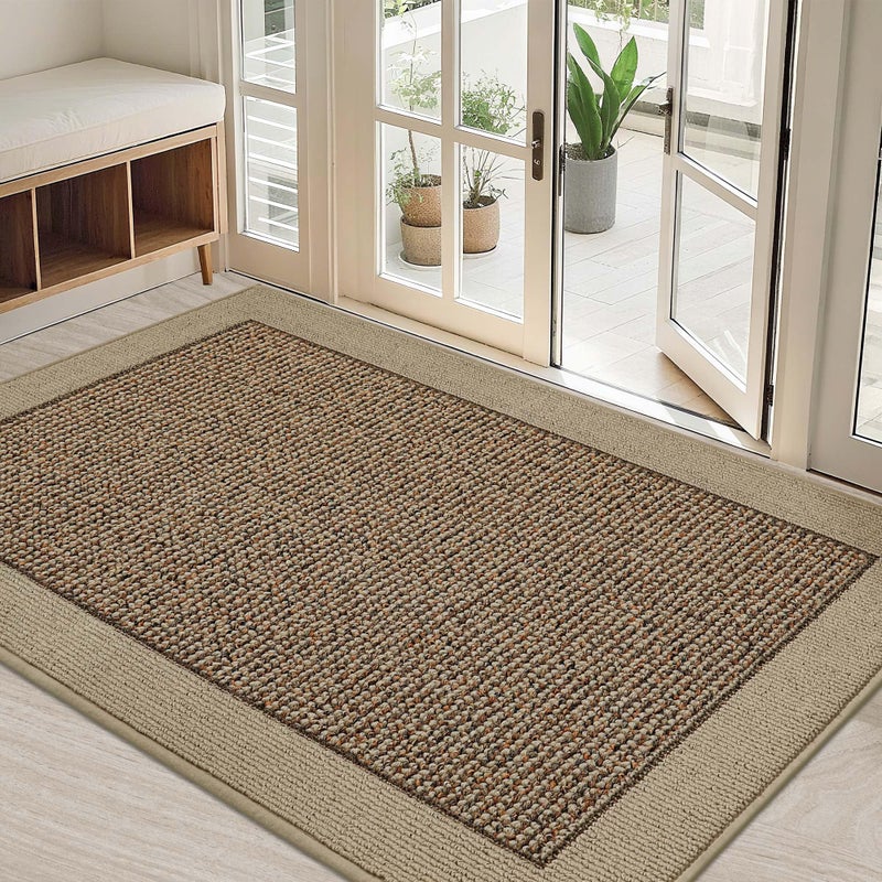 BEQHAUSE Indoor Door Mat 32" x 48", Dirt Trapper Door Mats Non-Slip Entryway Rugs Washable, Resist Dirt Absorbent Welcome Mat, Low Profile Floor Mats for Front Back Door and Entryway, Taupe - Image 1